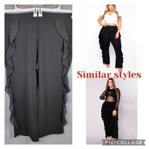 Guillaume Ruffle Trim Wide Leg Pants